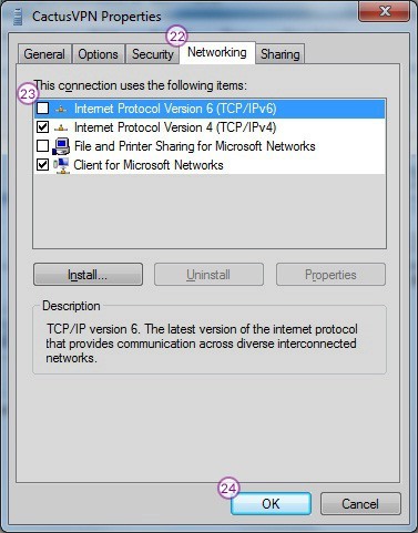 How to set up L2TP VPN on Windows 7: Step 12