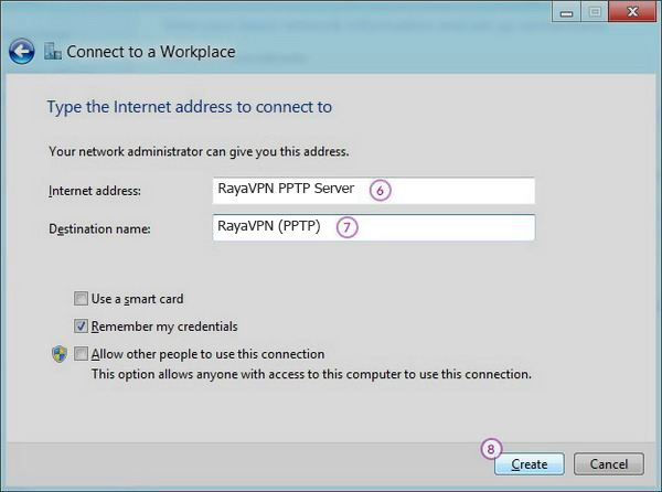 How to set up PPTP VPN on Windows 8: Step 5
