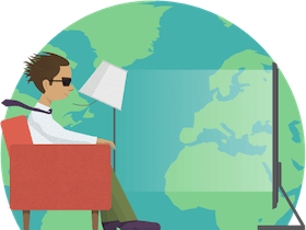 Watch content from anywhere: Viewer getting blazing-fast streams atop a globe.