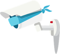 No surveillance: A camera with a blindfold.